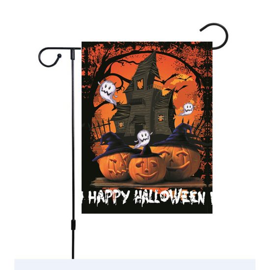 Three Pumpkins In Castle Halloween Personalized Garden Flag House Flag Double Sided Home Design Outdoor Porch