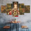 Tibetan Buddha Statue Abstract Art 5 Piece Five Panel Wall Canvas Print Modern Poster Picture Home Decor