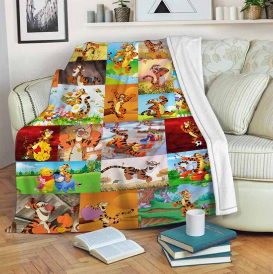 Tiger And Pooh Customize Blanket - Sherpa Blanket Fleece Blanket Birthday Gift For Anniversary Day