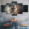 Tiger Face Abstract Art 5 Piece Five Panel Wall Canvas Print Modern Poster Picture Home Decor