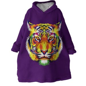 Tiger Purple Hoodie Wearable Blanket WB1425 1
