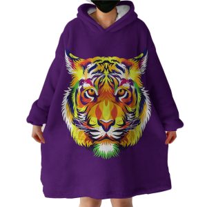 Tiger Purple Hoodie Wearable Blanket WB1425