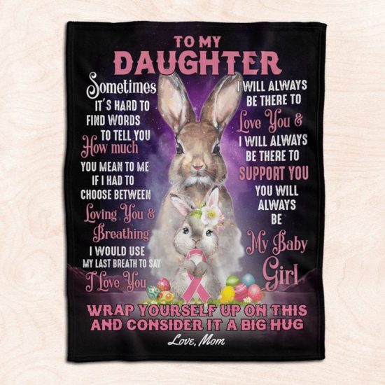 To My Daughter Bunny Blanket - Gift For Daughter For Anniversary Day Sherpa Blanket Fleece Blanket