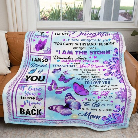 To My Daughter Butterfly Blanket Gift For Daughter For Anniversary Day Sherpa Blanket Fleece Blanket 2