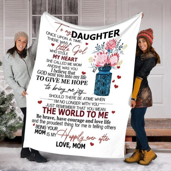 To My Daughter My Heart The World To Me Love Mom Blanket Gift For Daughter Birthday Gift Gift Anniversary Gift