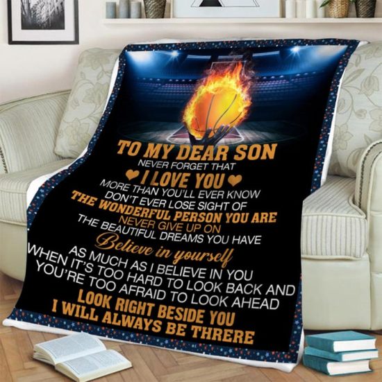 To My Dear Son Never Forget That I Love You Fleece Blanket Sherpa Blanket Anniversary Gift Family Blanket 1