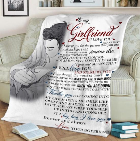 To My Girlfriend I Love You Fleece Blanket Sherpa Blanket Anniversary Gift Family Blanket Gift For Girl Friend 1