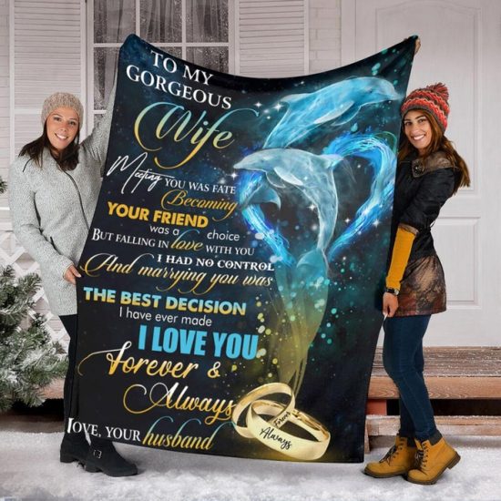 To My Gorgeous Wife Fleece Blanket Sherpa Blanket Anniversary Gift Family Blanket Gift For Her