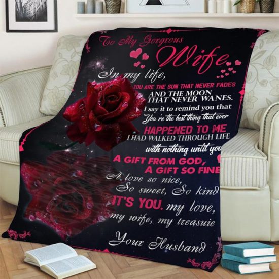 To My Gorgeous Wife In My Life Fleece Blanket Sherpa Blanket Anniversary Gift Family Blanket Gift For Her 1