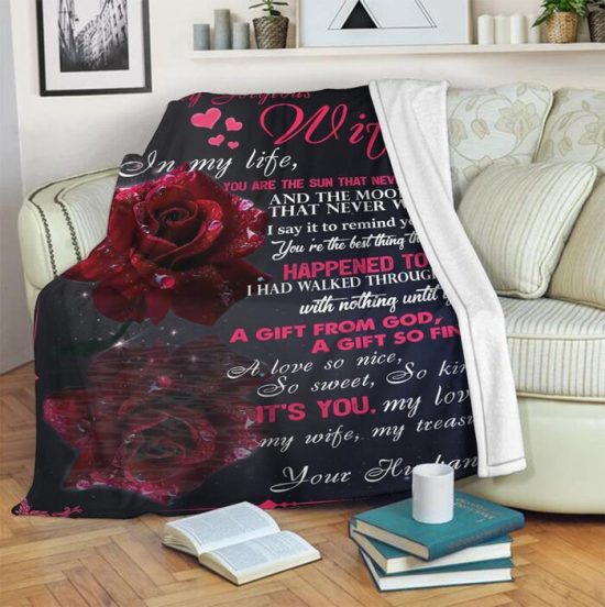 To My Gorgeous Wife In My Life Fleece Blanket Sherpa Blanket Anniversary Gift Family Blanket Gift For Her 2