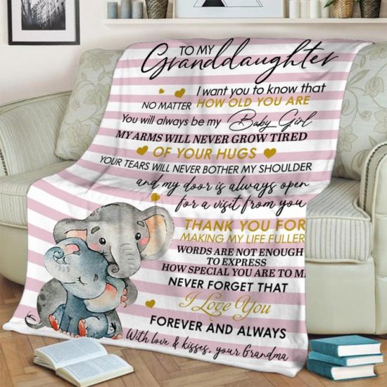 To My Granddaughter Baby Girl Fleece Blanket Sherpa Blanket Anniversary Gift Family Blanket Baby Blanket 1