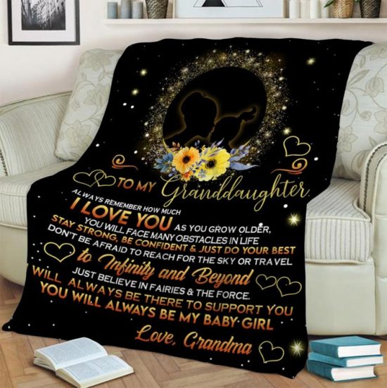 To My Granddaughter I Love You To Infinity And Beyond Fleece Blanket Sherpa Blanket Anniversary Gift Family Blanket 1