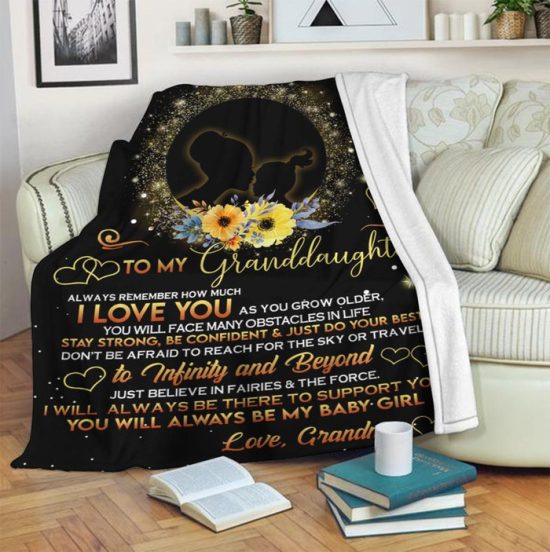 To My Granddaughter I Love You To Infinity And Beyond Fleece Blanket Sherpa Blanket Anniversary Gift Family Blanket 2