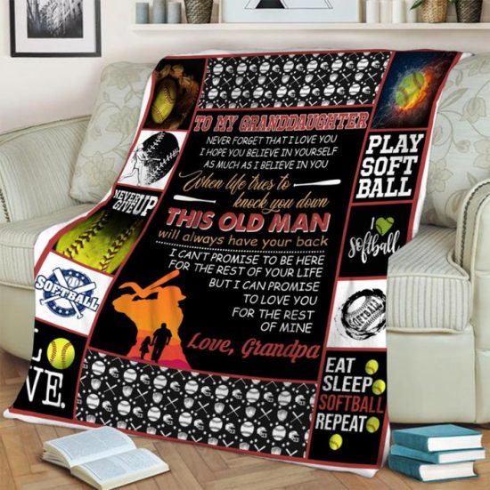 To My Granddaughter This Old Man Fleece Blanket Sherpa Blanket Anniversary Gift Family Blanket 1