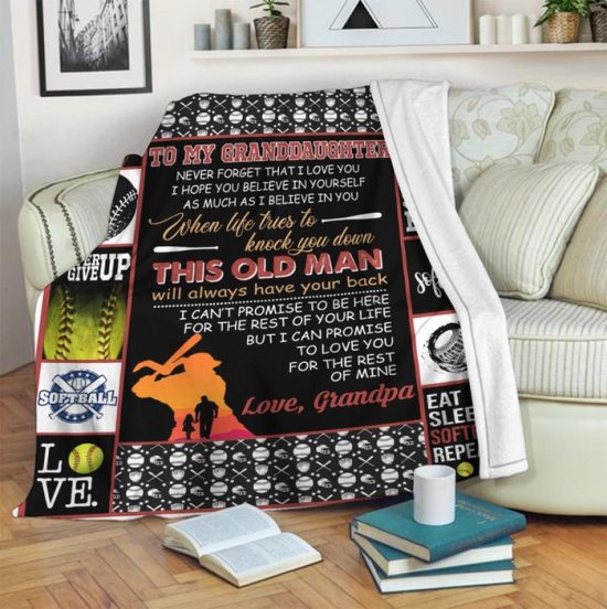 To My Granddaughter This Old Man Fleece Blanket Sherpa Blanket Anniversary Gift Family Blanket 2