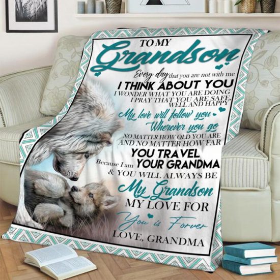 To My Grandson Fleece Blanket Sherpa Blanket Anniversary Gift Family Blanket Gift For Grandson 1