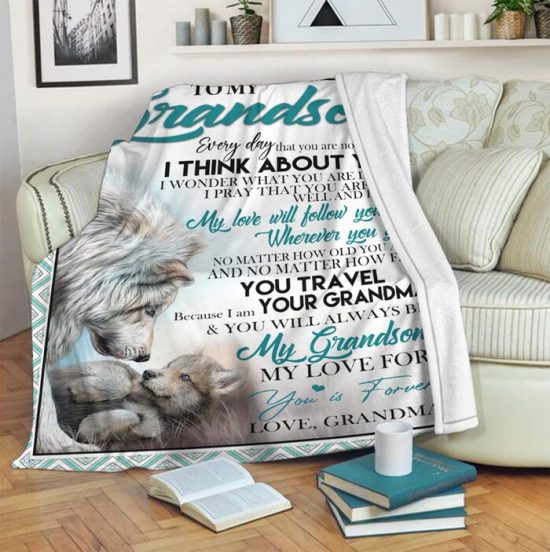 To My Grandson Fleece Blanket Sherpa Blanket Anniversary Gift Family Blanket Gift For Grandson 2