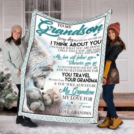 To My Grandson Fleece Blanket Sherpa Blanket Anniversary Gift Family Blanket Gift For Grandson