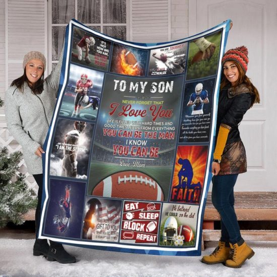 To My Grandson Love Grandma Football Blanket Fleece Sherpa Blanket Anniversary Gift Family Blanket Gift For Grandson 1