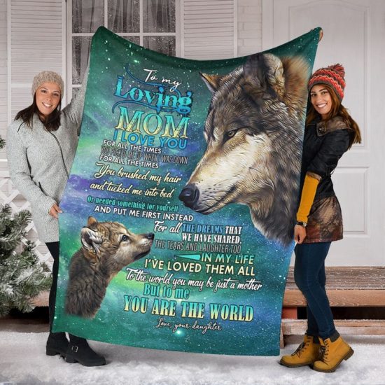 To My Loving Mom Wolf Fleece Blanke Sherpa Blanket Anniversary Gift Family Blanket