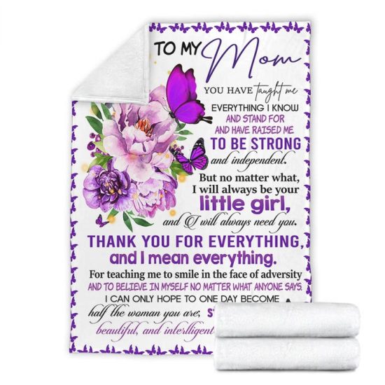 To My Mom Flower Butterfly Fleece Blanket Sherpa Blanket Anniversary Gift Family Blanket Gift 2