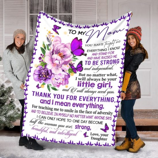To My Mom Flower Butterfly Fleece Blanket Sherpa Blanket Anniversary Gift Family Blanket Gift