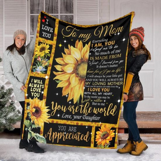 To My Mom Sunflower Fleece Blanket Sherpa Blanket Anniversary Gift Family Blanket Gift