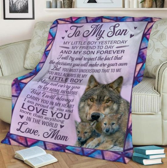 To My Son Always Be My Little Boy Fleece Blanket Sherpa Blanket Family Blanket Gift For Birthday Gift For Son 2