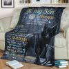 To My Son Black Wolf Fleece Blanket Sherpa Blanket Family Blanket Gift For Birthday Gift For Son