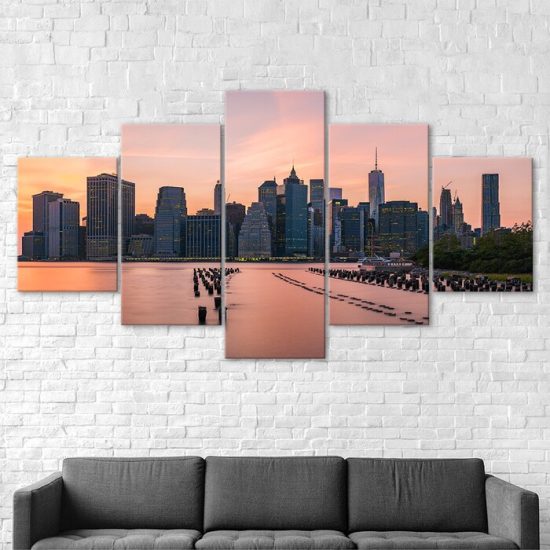 Toronto City Skyline Trillium Park 5 Piece Five Panel Wall Canvas Print Modern Art Poster Wall Art Decor 2