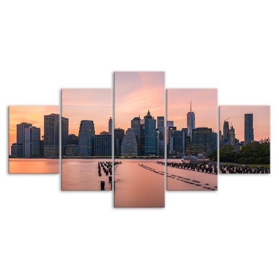 Toronto City Skyline Trillium Park 5 Piece Five Panel Wall Canvas Print Modern Art Poster Wall Art Decor 3