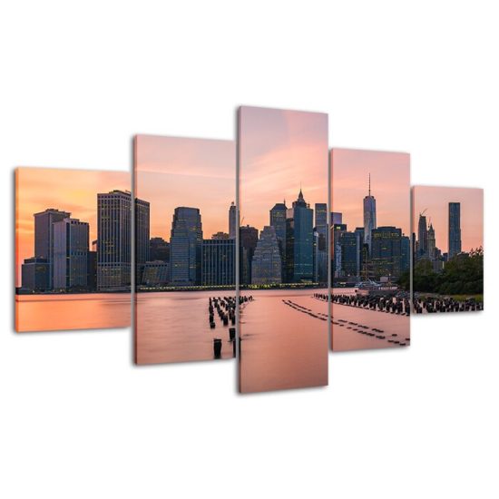 Toronto City Skyline Trillium Park 5 Piece Five Panel Wall Canvas Print Modern Art Poster Wall Art Decor 4