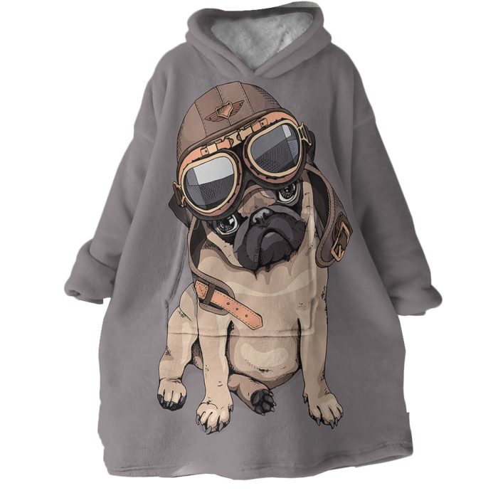 Tough Pug Hoodie Wearable Blanket WB1888 1