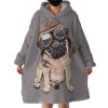 Tough Pug Hoodie Wearable Blanket WB1888
