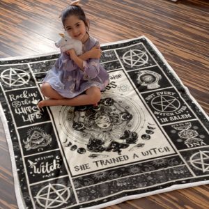Trained a Witch Halloween Blanket Halloween Blanket Family Gifts Cozy Plush Fleece Premium Mink Sherpa 4