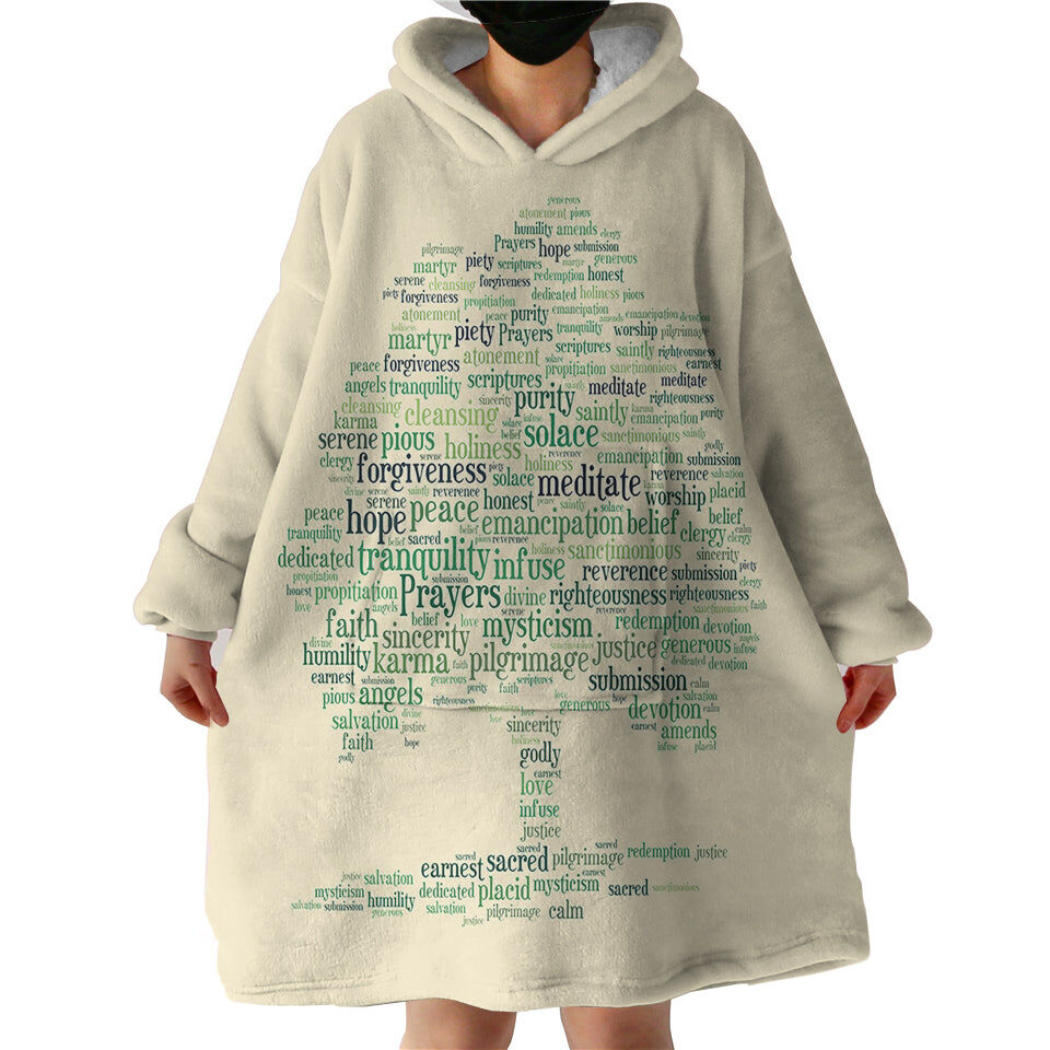 Tree Of Words Hoodie Wearable Blanket WB0927
