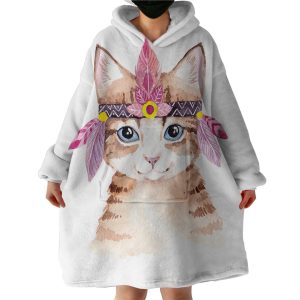 Tribal Cat Hoodie Wearable Blanket WB1065
