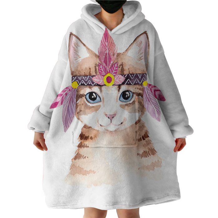 Tribal Cat Hoodie Wearable Blanket WB1065