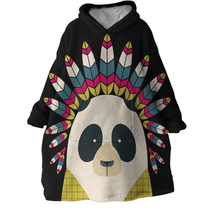 Tribal Panda Hoodie Wearable Blanket WB1183 1