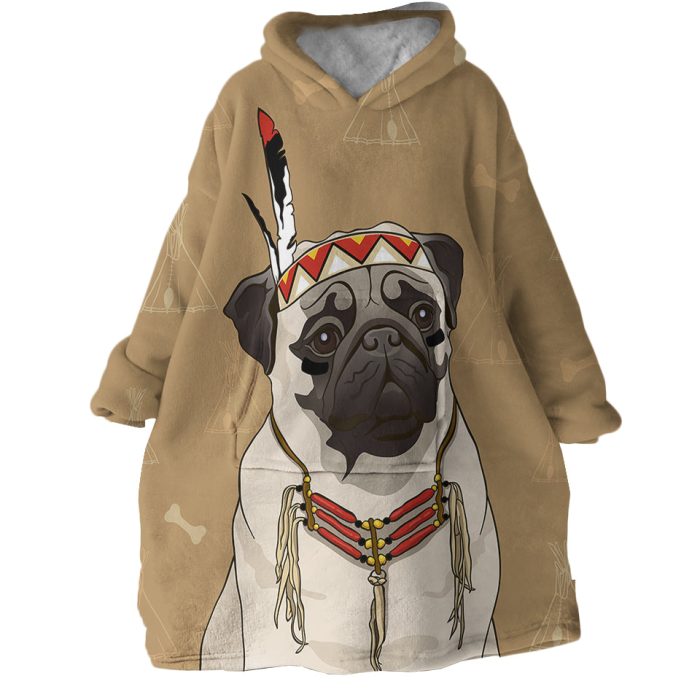 Tribal Pug Hoodie Wearable Blanket WB1897 1