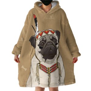 Tribal Pug Hoodie Wearable Blanket WB1897