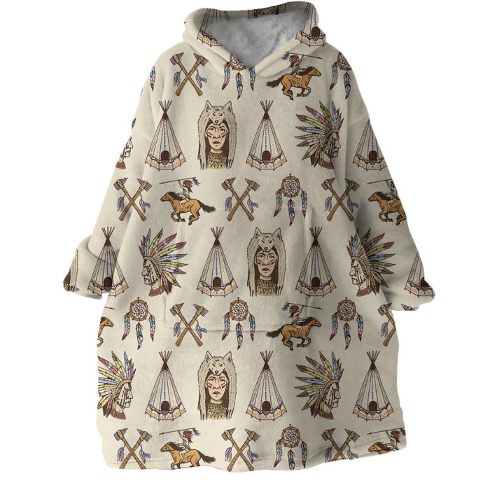 Tribal Themed Hoodie Wearable Blanket WB1392 1