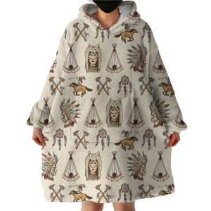 Tribal Themed Hoodie Wearable Blanket WB1392
