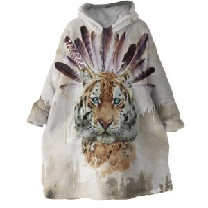 Tribal Tiger Hoodie Wearable Blanket WB0924 1