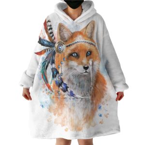 Tribal Wolf Hoodie Wearable Blanket WB0404