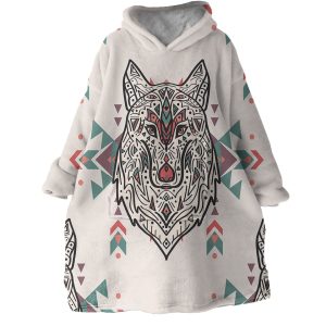 Tribal Wolf Hoodie Wearable Blanket WB0410 1
