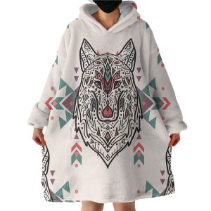 Tribal Wolf Hoodie Wearable Blanket WB0410