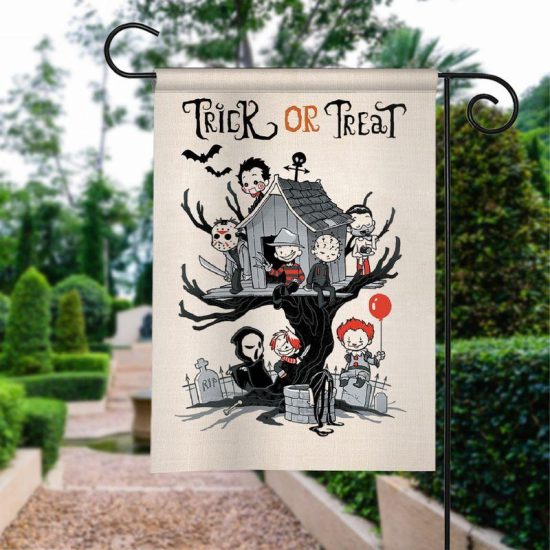 Trick Or Treat Horror Club Halloween Personalized Garden Flag House Flag Double Sided Home Design Outdoor Porch