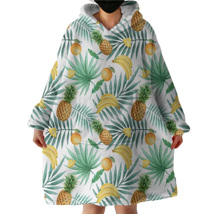 Tropical Pineapple & Bananas Hoodie Wearable Blanket WB0969