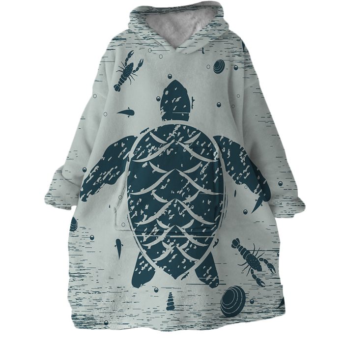 Turtle Impression Hoodie Wearable Blanket WB1929 1